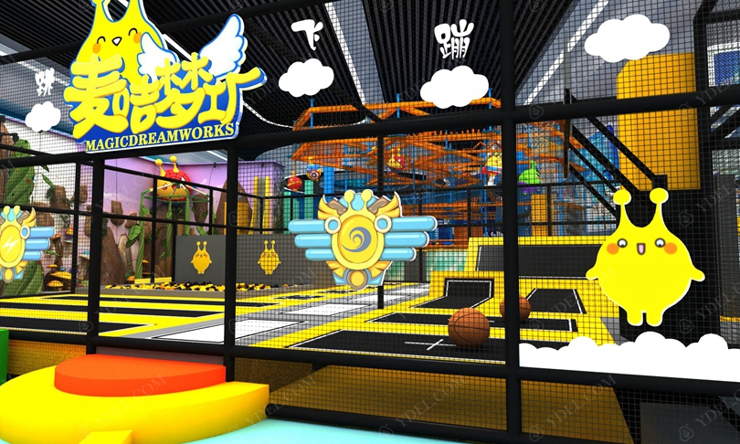 室內(nèi)兒童淘氣堡樂園蹦床區(qū)域